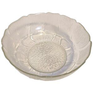 Vintage Pressed Glass Salad Bowl Floral Serving Decor Retro Kitchen 10.5 inch